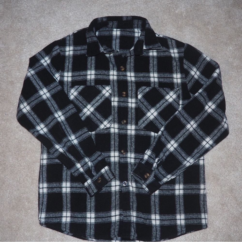 Men's Black and White Flannel Size Large